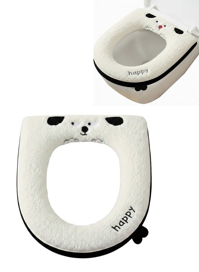 هابي هوم غطاء مقعد مرحاض ناعم وسميك وقابل للتمدد وقابل للغسل، بساط مقعد مرحاض دافئ سهل التركيب والتنظيف - Image 1